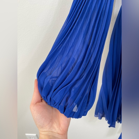 Blue Pleated Long Sleeve SamEdelman Women's Plisse Long-SleeveTie-Waist DressNWT - Picture 6 of 15